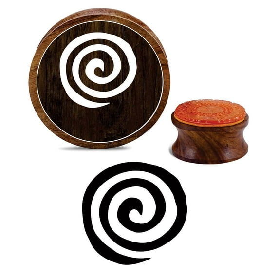 Printtoo Round Spiral Pattern Craft Textile Print Wooden Rubber Stamp Block-3 Inch