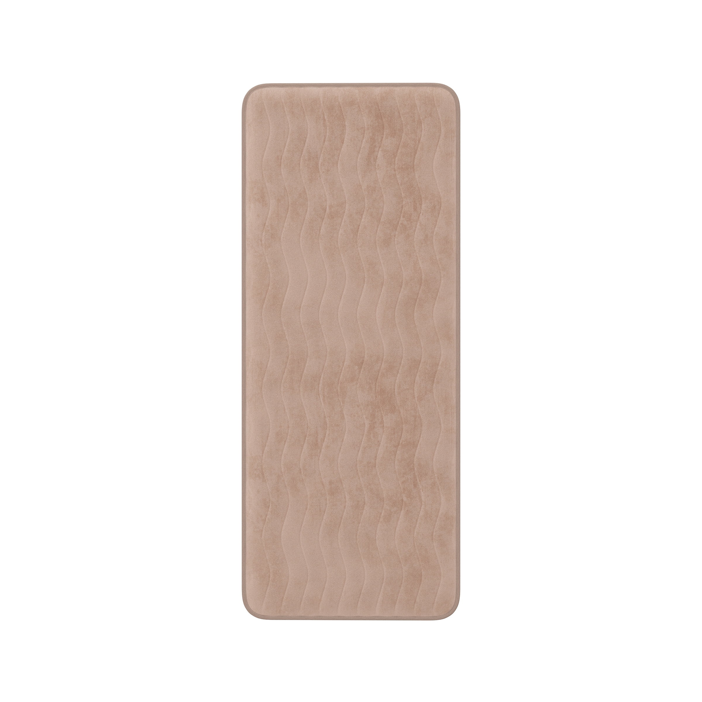 Microfiber Memory Foam Bathmat – Oversized Padded Nonslip Accent Rug for Bathroom, Kitchen, Laundry Room, Wave Pattern by Somerset Home (Mocha)