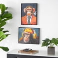 thumbnail image 2 of 13" x 17" Business Monkey Framed Wall Art with Cigar and Headphones, by DecMode (2 Count), 2 of 9