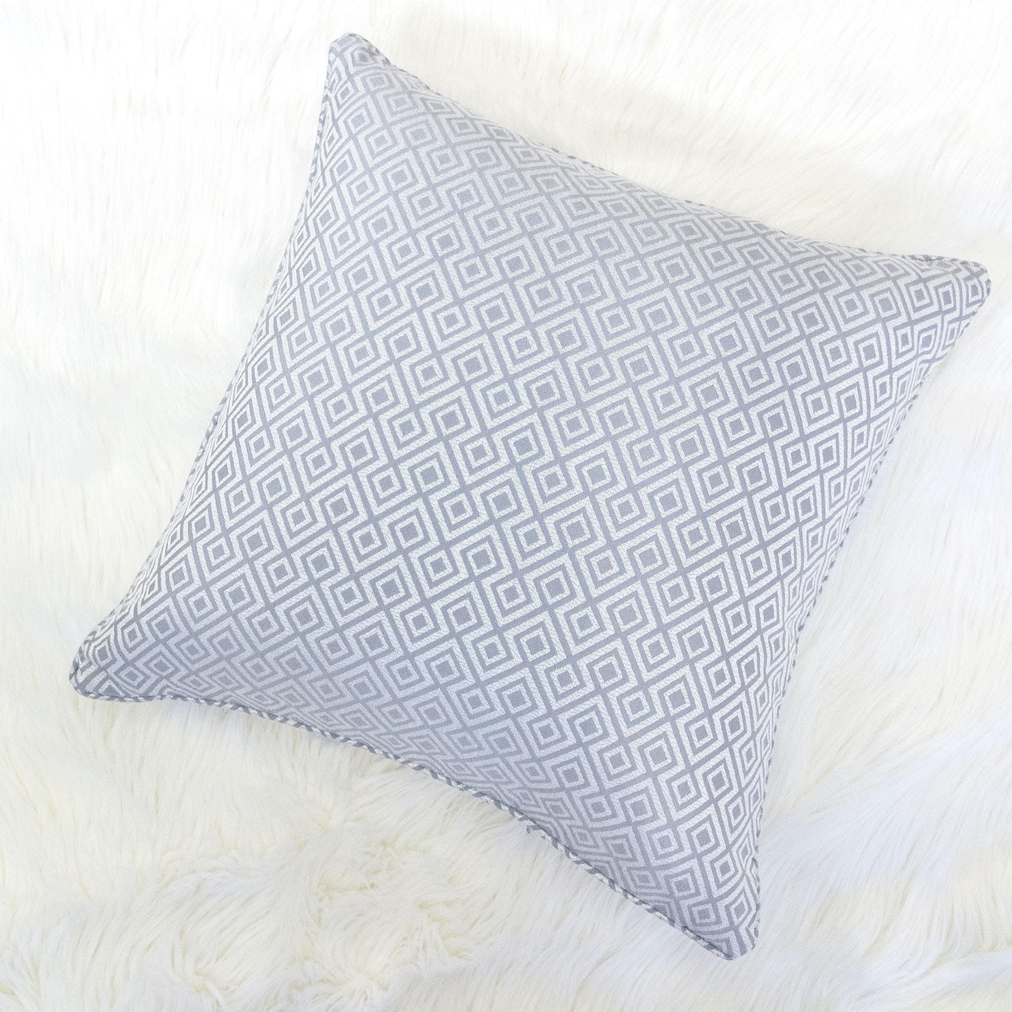 Jackie Silver Geometric Polyester 20 in. x 20 in. Throw Pillow
