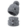 thumbnail image 5 of ZACPNCV Women's Winter Warm Elastic Soft Ear Protection Knitted Scarf Hat Fleece Lined Beanie Hat Dark Gray, 5 of 5