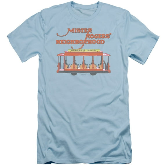 Mister Rogers Trolly Adult 30/1 T-Shirt Light Blue