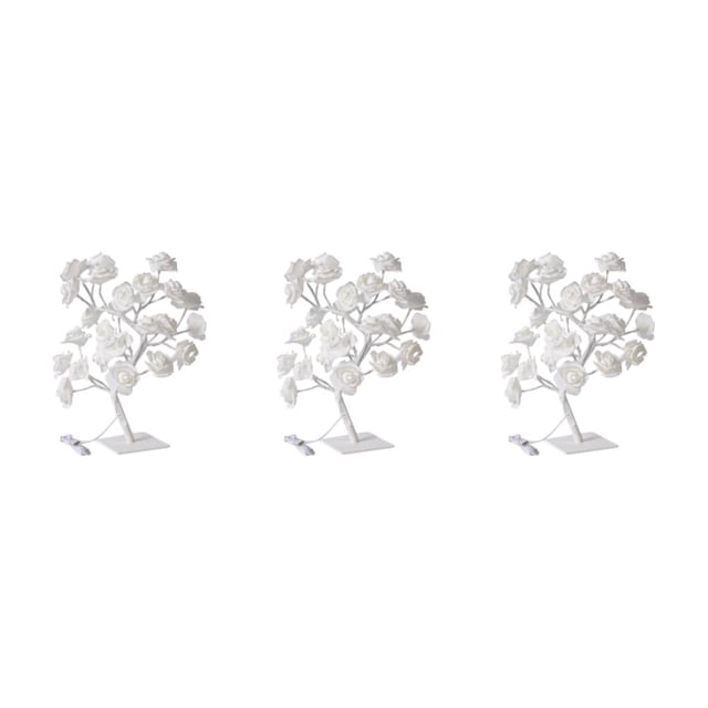 kurtrusly Rose Tree Lamp Lighted Colorful Artificial Flower Bonsai Lights Gift For Any Occasion Artificial Bonsai Tree Lights PVC white rose and rod 3Set