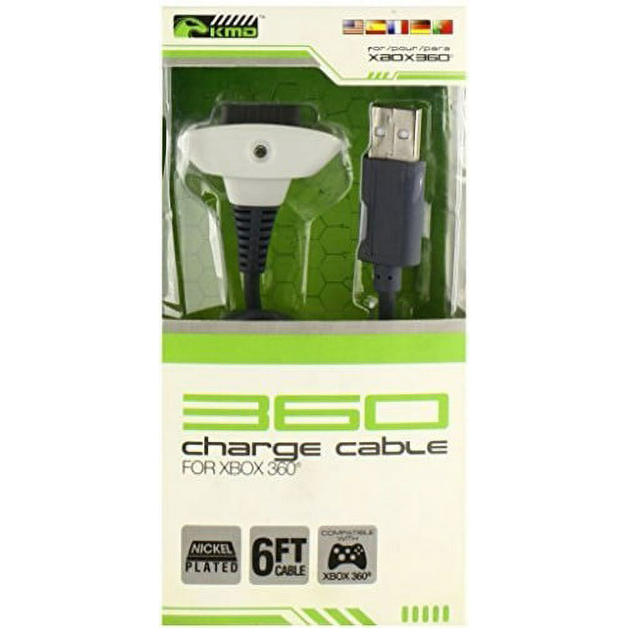 KMD Controller Charging Cable for Microsoft Xbox 360 White