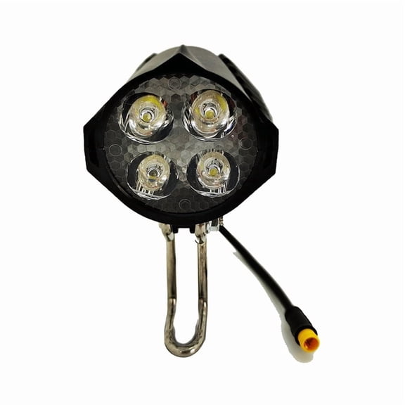 Ebike LED Headlight Accessories 36V 48V Lamp 3pin Built-in Horn Front Light 4 LED Bulbs for Electric Scooters Bicycles