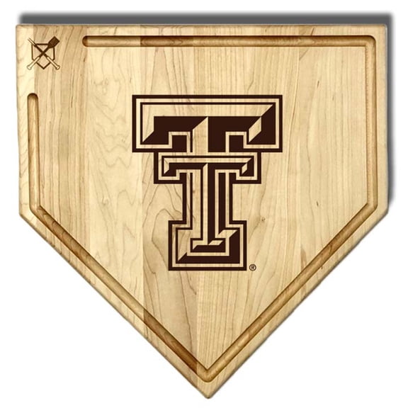 Baseball BBQ  Texas Tech Red Raiders 17" x 17" Home Plate Cutting Board With Trough