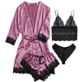 thumbnail image 3 of Conjunto de verano para mujer con camisola de satén con encaje y camisón a juego, 3 of 6