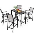 thumbnail image 7 of Walsunny 5 Piece Patio High Bar Set, Outdoor Bistro Set All Weather Metal Textilene Patio Dining Set Stools Chair of 4 and Bar Table Gray, 7 of 7
