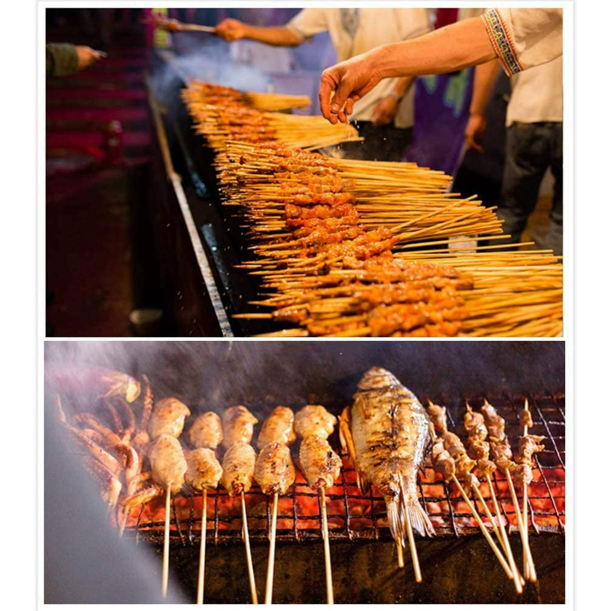 100PCS 12 Inch Long Bamboo Barbecue Skewers Wooden Sticks For