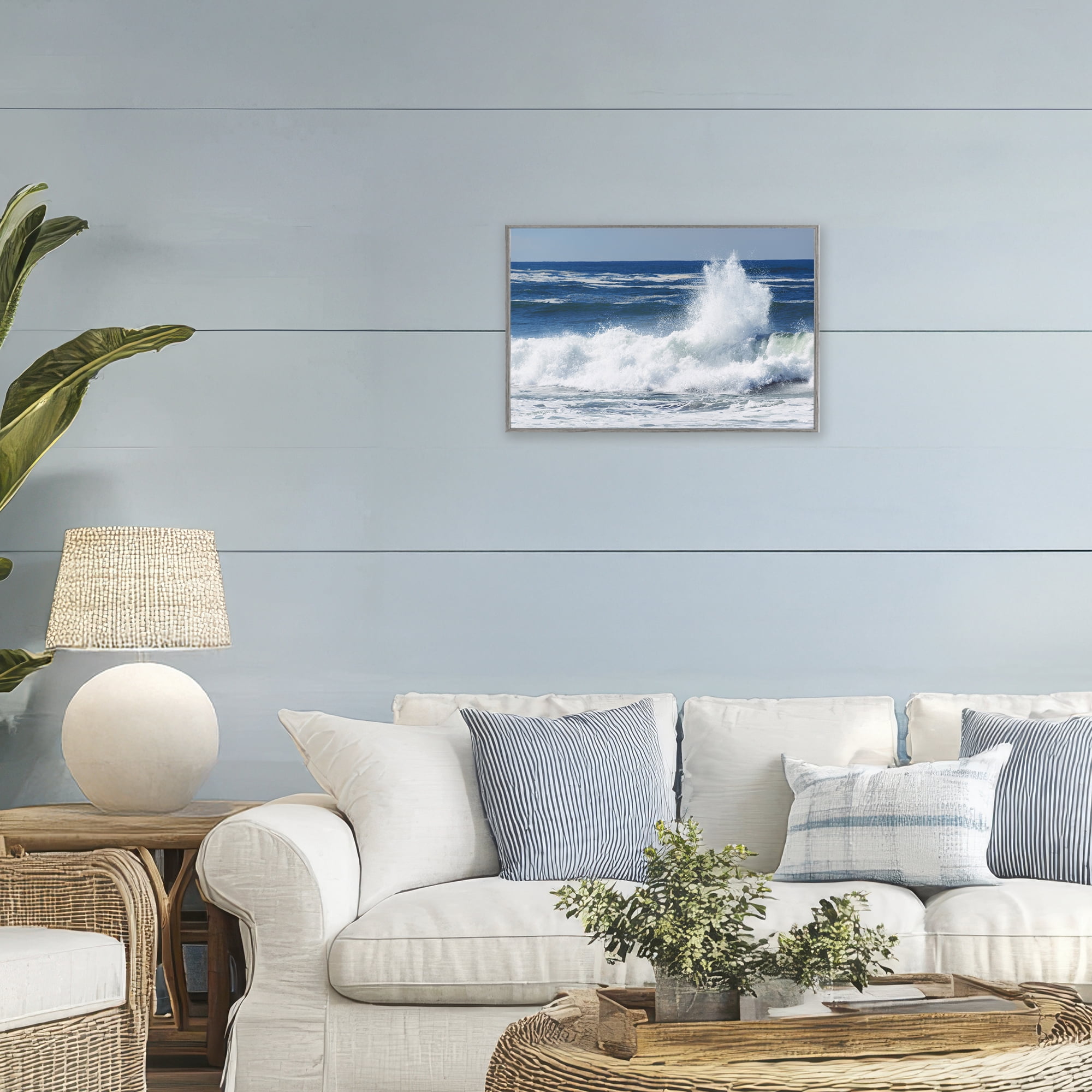 Stupell Industries Crashing Waves Splash Gray Framed Giclee Art, design by JLM Photographs