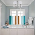 thumbnail image 3 of Modern Brown Teal Kitchen Curtains Small Short 39 Inch Length, Boho Contemporary Geometric Striped Grommet Top Bedroom Living Room Curtains, Light Filtering Cafe Curtain Drapes 2 Panels Set 55''x39'', 3 of 9