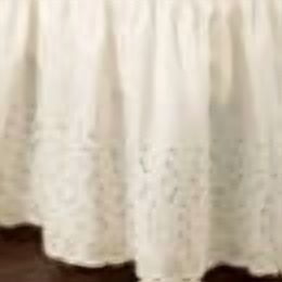 Collections Etc Eyelet Floral Scalloped Elastic Dust Ruffle Bed Skirt, Wrap-Around Easy Fit Design, Ivory, Twin/Full
