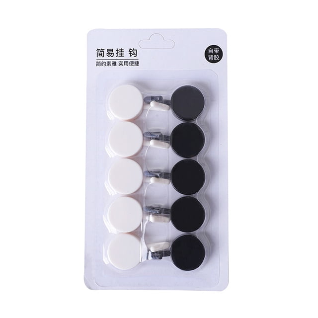 Moyic Gancho de pared adhesivo 10x - Gancho autoadhesivo de fácil instalación con capacidad de carga resistente y elegante Decoración del hogar Negro+Blanco