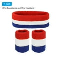 thumbnail image 3 of Uxcell 2 Sport Wristbands & 1 Headband Set Cotton Absorbent Athletic Sweatband Red, White, Blue, 3 of 6