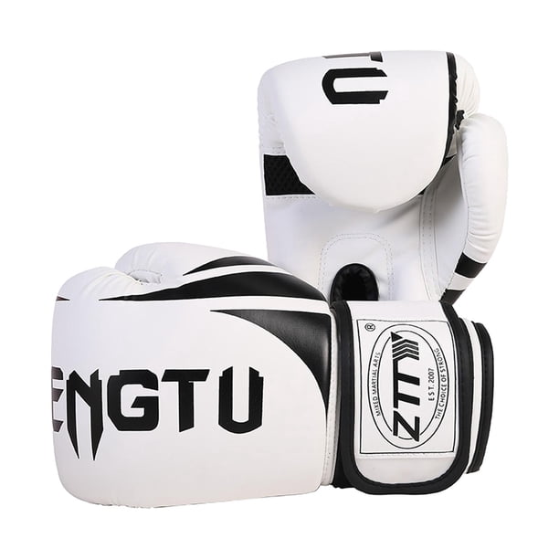 Guantes de boxeo Cola Hombres Transpirable Duradero PU Equipo de protección Mano Blanco y Negro