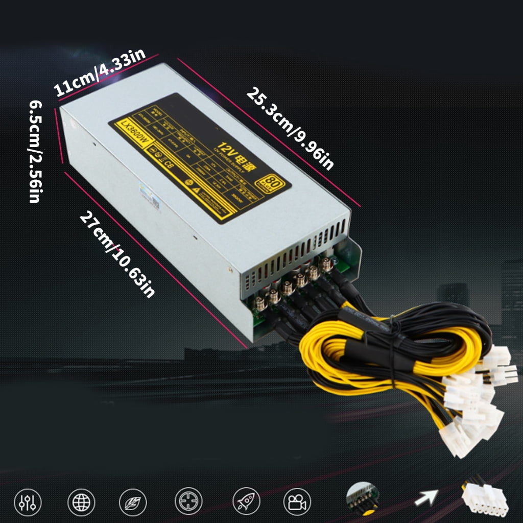 3600W Mining Power Supply Video Game Computer White Power Supply Low Noise