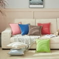 thumbnail image 4 of FY FIBER HOUSE Pack of 2 Farmhouse Decorative Throw Pillow Covers, Faux Burlap Linen Trimmed Tailored Edges Cushion Cover Pillowcases for Couch, Sofa, Decor, Bedroom, White 20 x 20 inches, 4 of 5