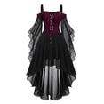 thumbnail image 6 of Abcomgle Girls Witch Dress 10-12 Gothic Renaissance Butterfly Sleeve Vampire Dress for Girls Mesh Off Shoulder Fall Girls Halloween Dress, 6 of 7