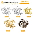 thumbnail image 3 of 600 Pcs Fold Over Cord Ends, 10.2x2.5mm Ribbon Crimp Ends Cap, Clasp Tips for Leather Craft Making Diy (5 Colors), 3 of 6