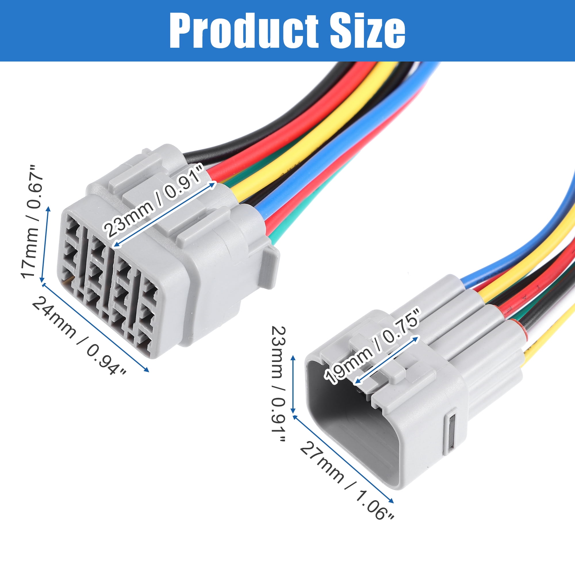 Unique Bargains 15cm Car 12 Pin Plug Connector Pigtail Cable 12 Way Wiring Harness