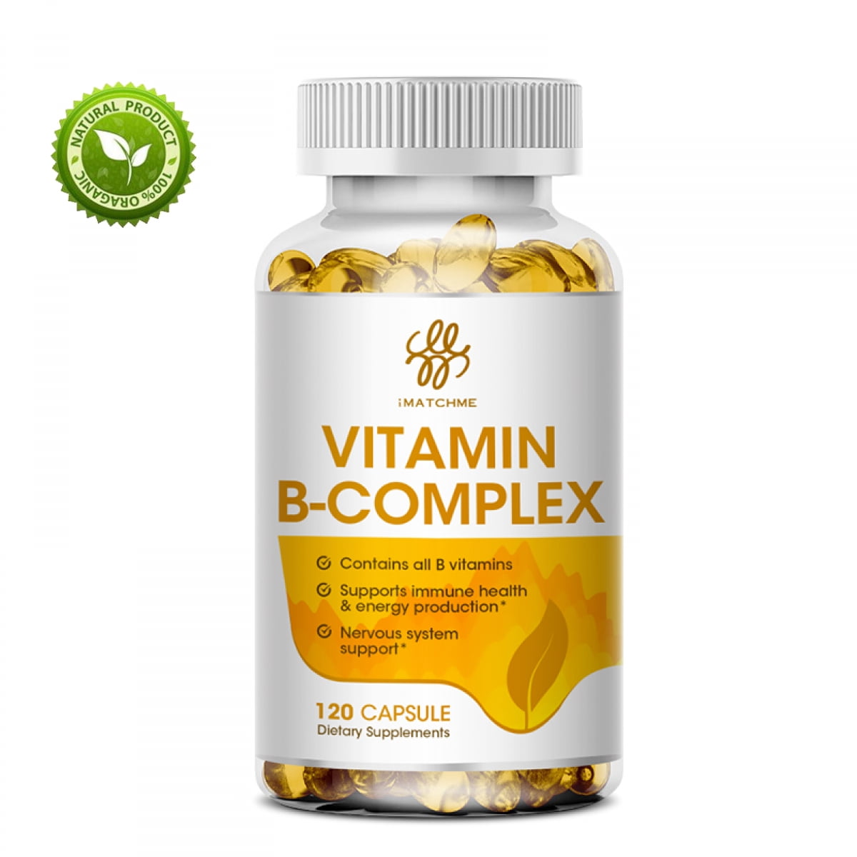 IM Vitamin B Complex Capsule with Vitamin B1, B2, B3, B6,B12 Dietary Supplement, 120 Count