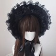 thumbnail image 3 of Slccxzc Women Victorian Bonnets Lace Party Sun Hat Gothic Style Lolita Exhibition Hair Accessories Flat Hat for Women, 3 of 7
