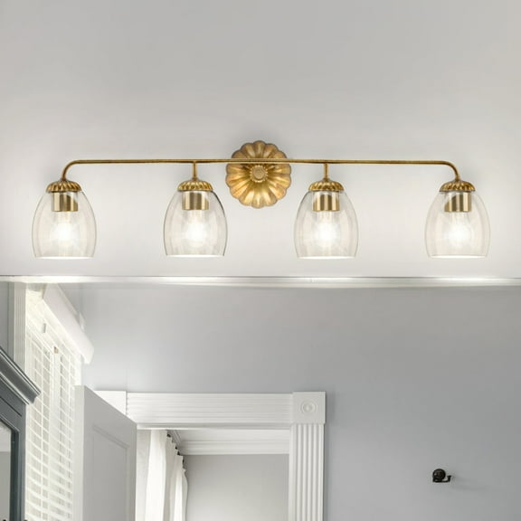 Luxury French Country Bath Light, Small Size: 8.5''H x 6.625''W, with Cottagecore Style Elements, Gold Ombre Finish, UHP5067 from the Darmstadt Collection by Urban Ambiance