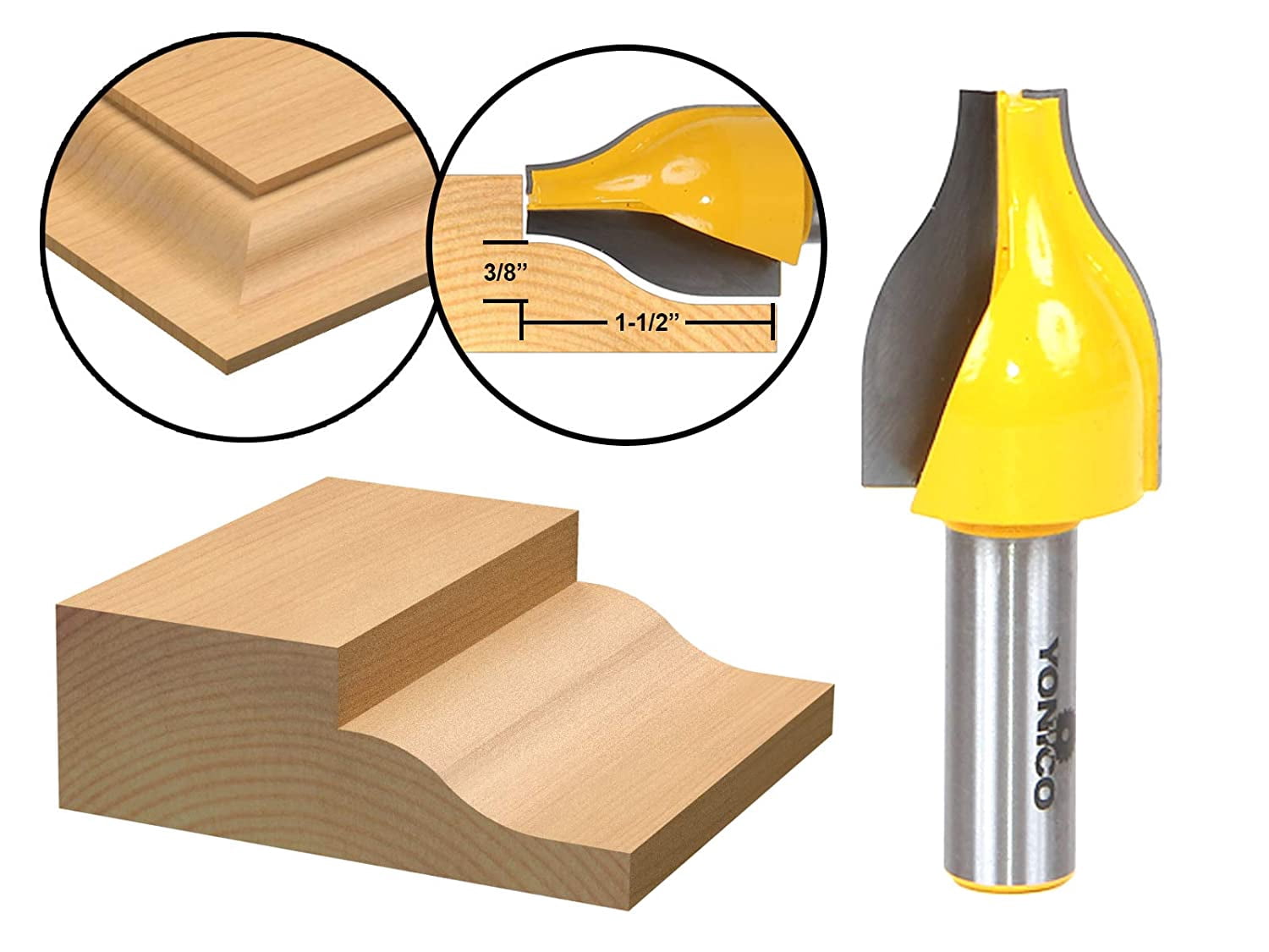 Yonico Panel Raiser Router Bit - Vertical - Ogee - 1/2" Shank - 12147