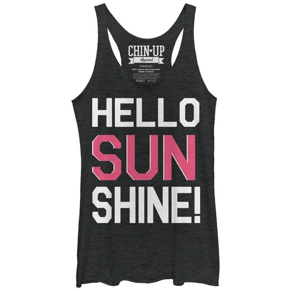Women's CHIN UP Hello Sunshine  Racerback Tank Top Black Heather X Large