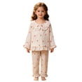 thumbnail image 4 of MEZZALL Child Girls Long Sleeve Soft Square Collar Home Cartoon Print Tops Pants Home Outfit Sets Toddlers Kids Adorable Clothes Sets, 4 of 4