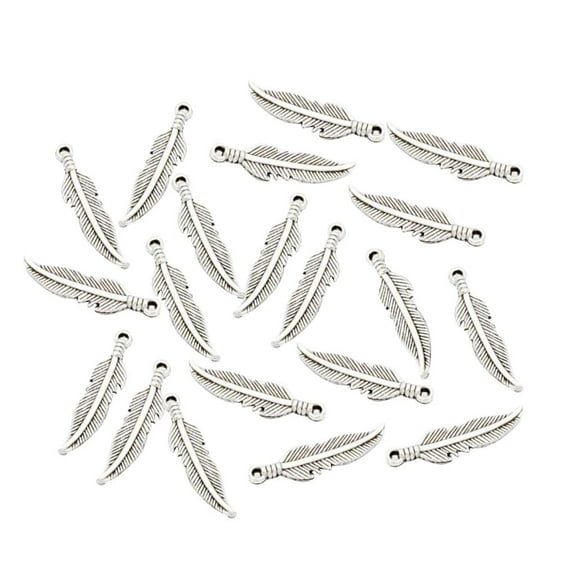 20Pcs Vintage Leaf Feathers Charms Beads Pendant Jewelry DIY Making Crafts