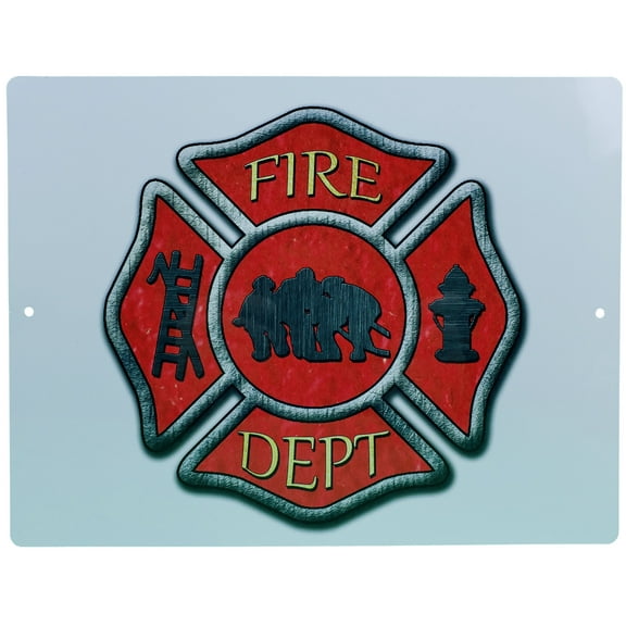 Aluminum Sign - Firemans Cross White Background - 12" x 9"