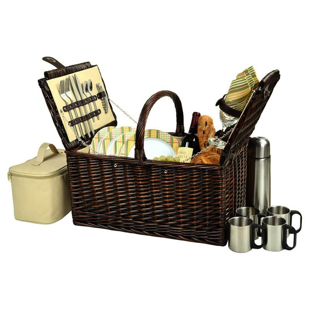 Traditional Picnic Basket for Four with Coffee Set