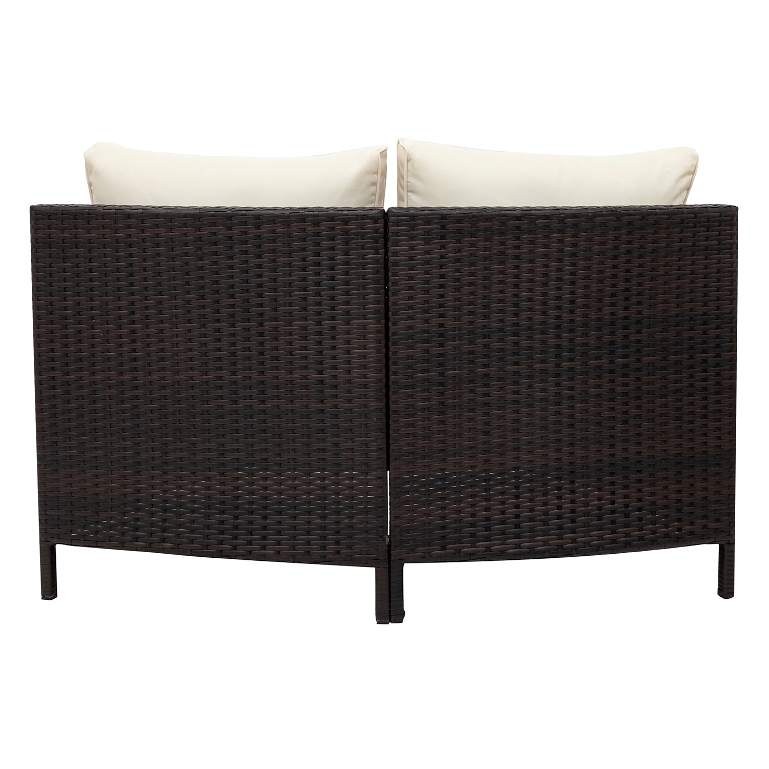 Harper & Bright Designs 5 Pieces Half Moon Outdoor Sectional Sofa Set, Patio All-Weather PE Wicker Furniture with Pillows, Cushions and Half-Moon Tempered Glass Table, Beige