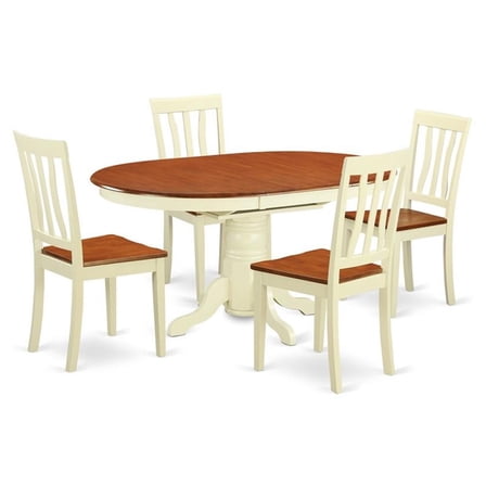 East West Furniture Avon 5-piece Wood Dining Set in Buttermilk and Cherry