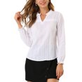 thumbnail image 5 of Allegra K Women's Ruffle V Neck Swiss Dots Hollow Out Blouse, 5 of 6
