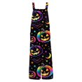 thumbnail image 5 of EANJE Halloween Overalls for Women, Sleeveless Spaghetti Strap Jumpsuit with Pockets, Print Wide Leg Baggy Romper, Adjustable Straps Fall Holiday Party Outfit Multicolor 3XL, 5 of 6