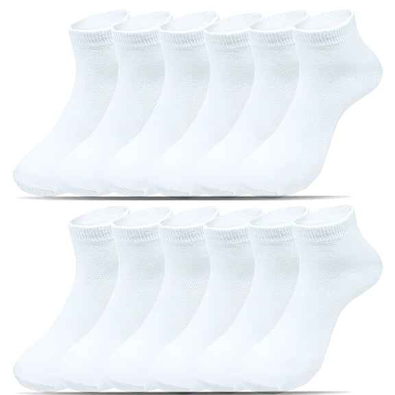 TELOLY 3-12 Pairs Ankle/Quarter Crew Men's White Casual Cotton Socks Low Cut Size 9-13