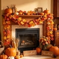 thumbnail image 5 of Artificial Fall Maple Leaf Garland, 68.9 Inch Flexible Autumn Vine with Pumpkin & Berries, Seasonal Mantel & Table Decor by XSAOP, 5 of 6