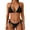 #1_Black, variant on Women's Halter Triangle Bikini Set, Lace Trim Tie Side Metal Shell Ornament Two Piece Swimwear,Black,L