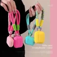 thumbnail image 2 of Ins Luxury Silicone Case for Airpods 1 2 3 4 and Pro with Lanyard Dopamine Solid Color Fashionable Earphone Protective Case (C3-pink,For airpods 3), 2 of 7