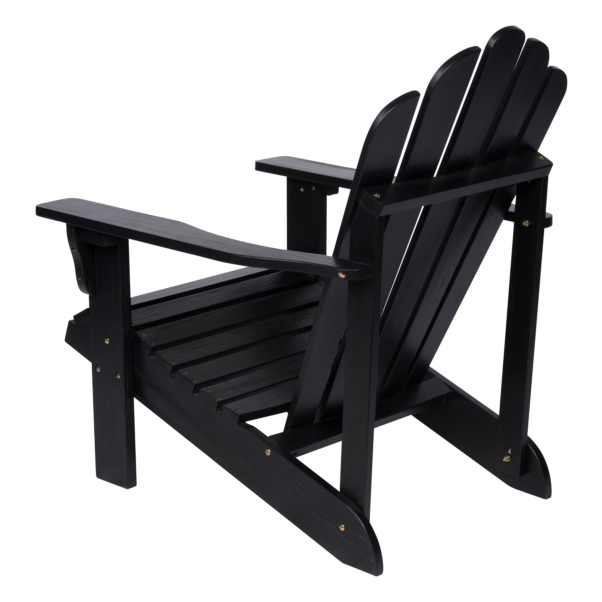 Shine Company Traditional Cedar Wood Patio Porch Adirondack Chair in Black