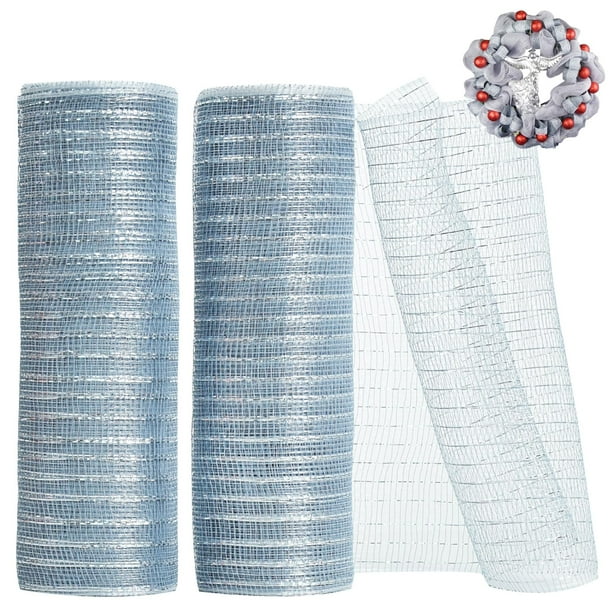 Cinta decorativa TONIFUL, 2 rollos, 10 pulgadas, malla plateada, 20 m