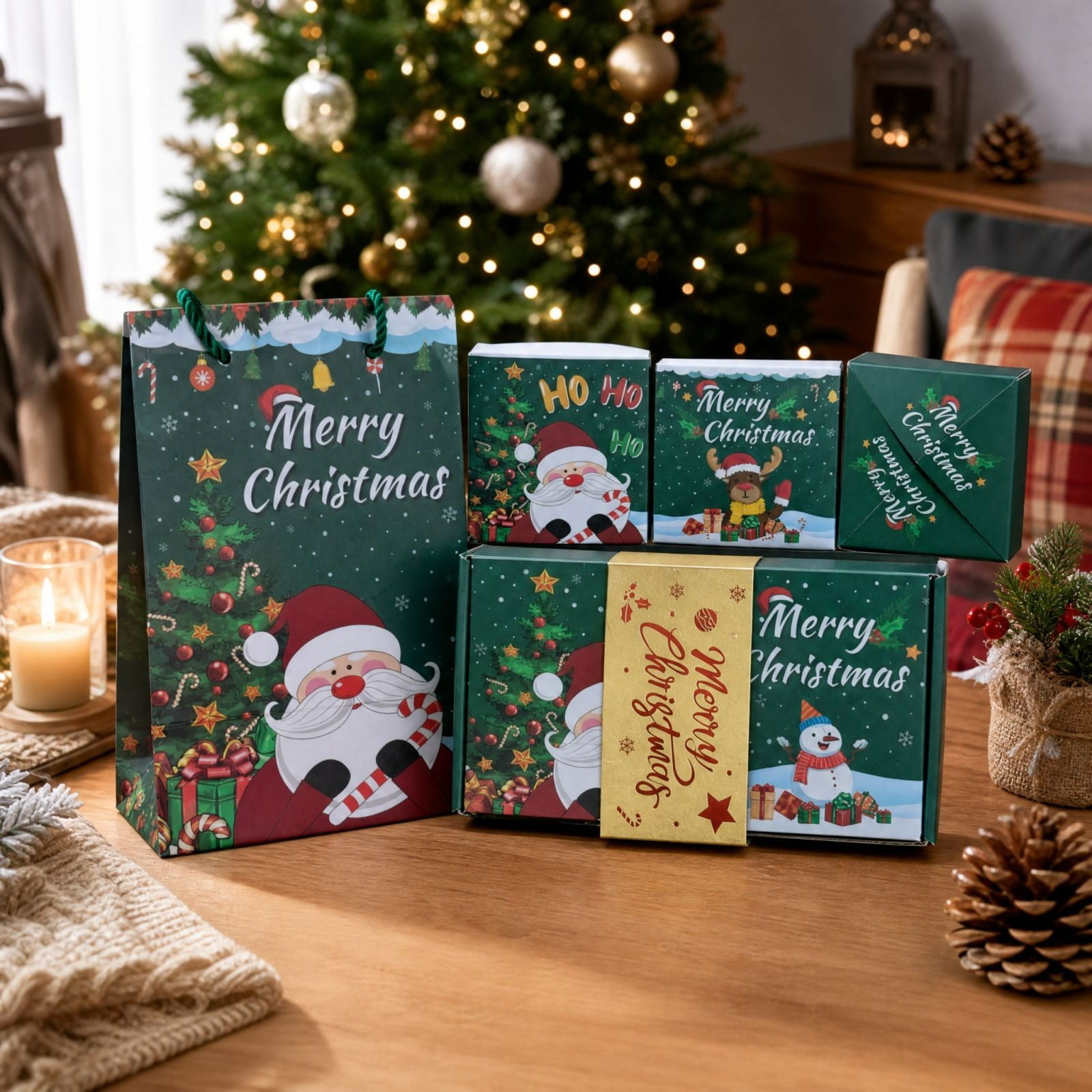 Christmas Surprise Jumping Gift Box Set with Gift Bag Surprise Present Box for Kids Adults Family and Friends Cash Money Gift Holder Christmas Gift Exchange Box Holiday Party Favor Green