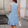 thumbnail image 5 of Ovbmpzd Ruffle Casual Summer Dresses for Women Jean Light Blue Mini Shift Dresses Sleeveless Casual Crew Neck Dresses Casual Dresses,XL, 5 of 6