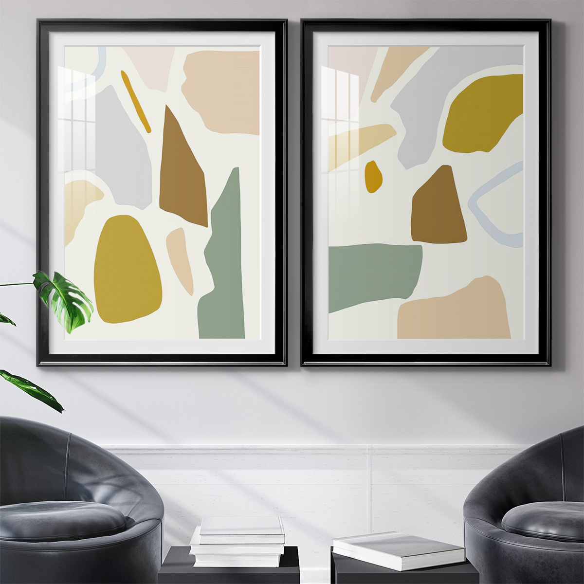 Wexford Home Pastel Splotches I Premium Framed Print, 26.5" x 36.5" - Ready to Hang, Black (Set of 2)