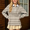 thumbnail image 2 of SERTGUTR Girls Striped Half Zip Shirt, Long Sleeve Turn Down Collar Top, Loose Casual School Uniform Shirt, Everyday Outdoor Daily Shirt, 2 of 9