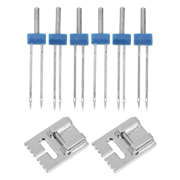 unbranded 2Jgo Agujas Gemelas De Acero Inoxidable Para Máquina De Coser Con Prensatelas Pintuck Y Estuche Portátil