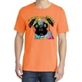 thumbnail image 2 of Wild Bobby,Pugs and Kisses Cute Dog Neon Rainbow Pug Dog Lover Garment-Dyed Washed Look Short Sleeve Tees, Neon Orange, Small, 2 of 3