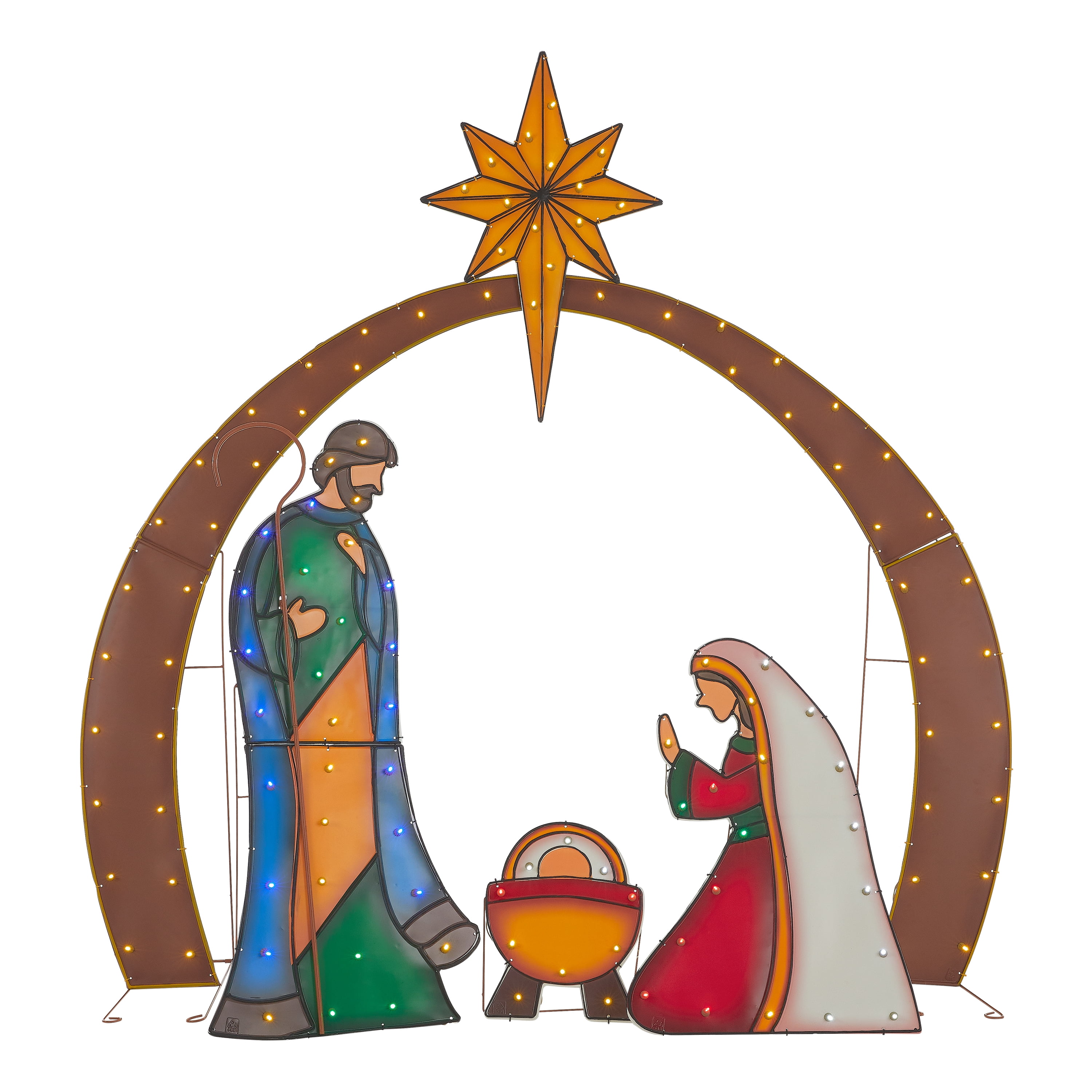 Holiday Time LightUp LED MetalLook Nativity Outdoor Christmas Décor